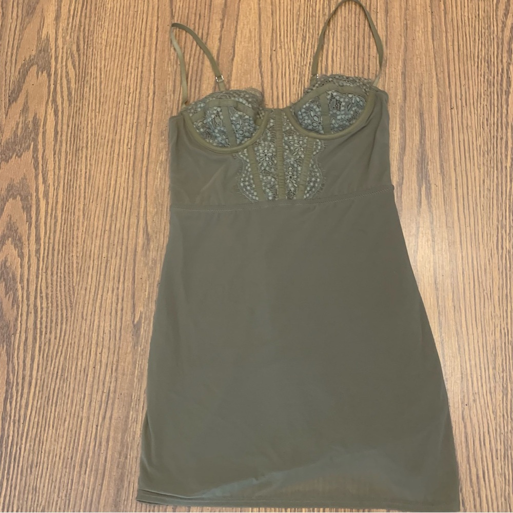 Urban Outfitters Olive Tank/Dress with Lace Trim Size XS - Picture 3 of 9